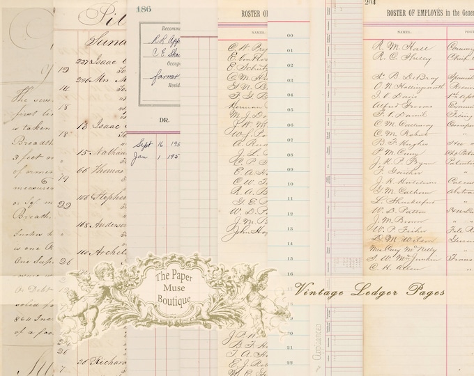 Vintage Ledger Pages Printable Ledger Paper Junk Journal - Etsy