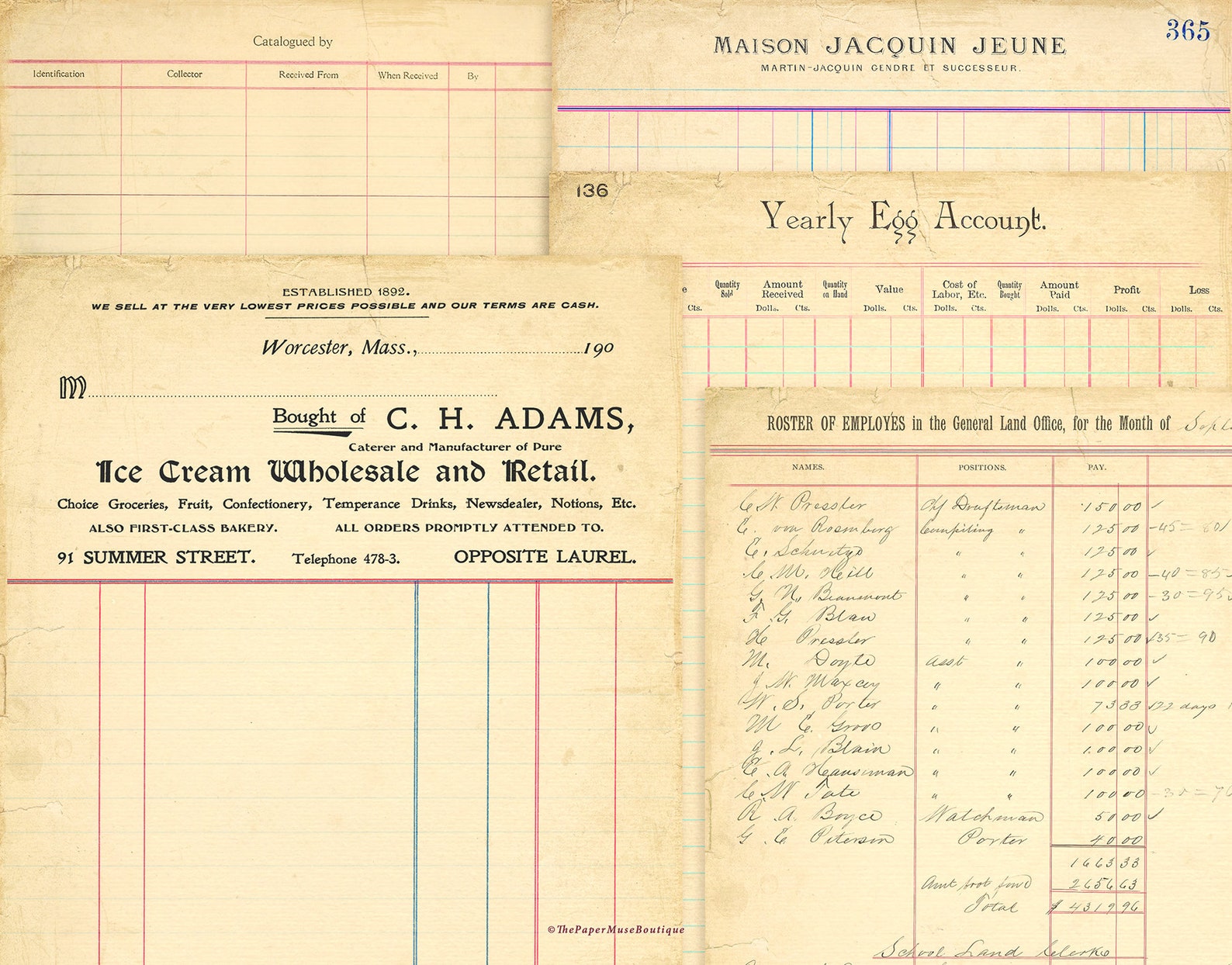 Vintage Ledger Pages, Printable Ledger Paper, Junk Journal Digital ...