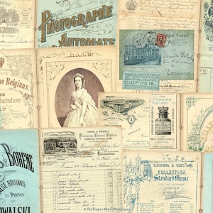 Pagine di diario spazzatura, carta contabile stampabile, foglio di collage digitale di diario spazzatura, effimeri francesi d&#39;epoca, carta di diario, effimeri antichi