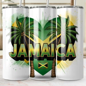 Jamaica 20oz Tumbler Wrap PNG, Digital Download, Island Vibes, Palm Trees, Jamaican Flag, Sublimation Design, Tumbler Design, Digital PNG