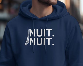 Nuit Nuit Hoodie, USA Men&#39;s Basketball Gold Medal, Paris Victory Celebration, Night Night French Translation, Basketball Fan Gift Apparel