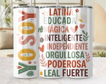 Archivo PNG para envoltorio de vaso de 20 oz "Yo Soy Latina", envoltorios de vaso de 20 oz para mujeres españolas, diseño de sublimación, descarga digital instantánea, orgullo español PNG