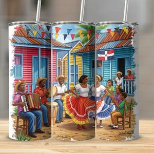 Dominican Republic 20oz Tumbler Wrap PNG, Caribbean Celebration, Digital Download, Island Life, Merengue Dancing, Dominican Flag PNG File