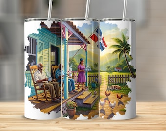 20oz beker wrap png, Dominicaanse Republiek El Campo, eilandleven, kippen, digitale download, sublimatie ontwerp, Dominicaanse beker wrap png