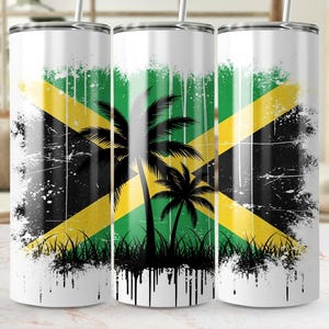Jamaica Flag 20oz Tumbler Wrap PNG, Instant Download, Palm Tree Design, Sublimation Design, Crafting PNG, Jamaica Tumbler Wrap Jamaican Flag