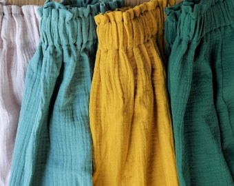 Jupe en double gaze de coton avec poches, jupe d'été en mousseline