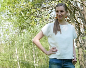 bluzka Muślinowa, chemise carrée en mousseline, « ALINKA », chemise double gaze, bluse mousseline, haut en mousseline, bluzka Muślinowa, haut double gaze