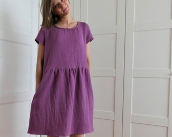 Robe en mousseline, robe en double gaze, robe en double gaze, musselin kleid, muślinowa sukienka, sukienka z muślinu