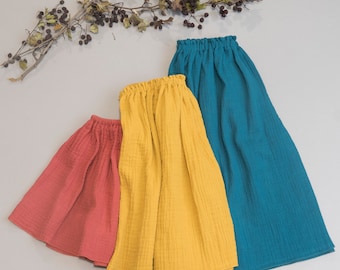 Jupe en mousseline de coton, double gaze, jupe adulte