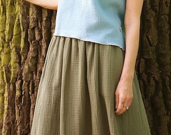 Długa spódniczka muślinowa, Muślinowa spódnica maxi, jupe double gaze, jupe longue en mousseline, jupe double gaze adulte, jupe longue en mousseline