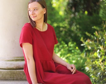 Robe midi en mousseline, robe double gaze, robe double effet, musselin kleid, muślinowa sukienka midi, sukienka z muślinu