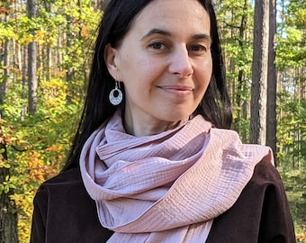 Châle en mousseline rose poudré, taille Muślinowy, taille jasnoróżowy pudrowy taille, Musselintuch, châle double gaze, cadeau parfait, pomysł na prezent