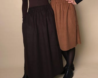 Jupe longue en coton en velours côtelé, jupe en velours côtelé pour femme