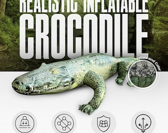 76 tum Uppblåsbar Alligator: Realistisk Uppblåsbar Alligator, Pool & Juldekoration