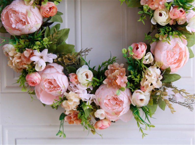 Rose Wreath,Wreath for Front Door,Silk Flower Wreath,Everyday Wreath,Wreath for Decor,Floral Wreath,Handcrafted Wreath