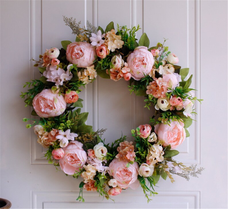 Rose Wreath,Wreath for Front Door,Silk Flower Wreath,Everyday Wreath,Wreath for Decor,Floral Wreath,Handcrafted Wreath