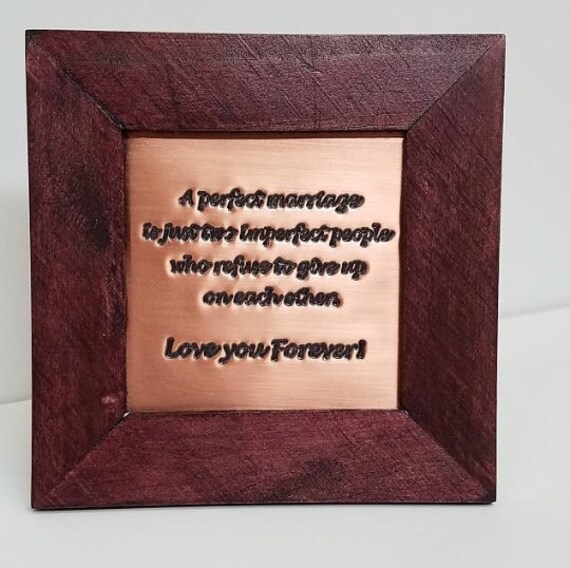 Copper Engraved Quote 7th Anniversary Gift Framed Copper Etsy
