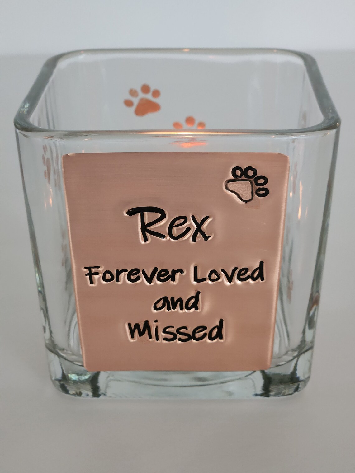 Copper Pet Memorial Candle Holder Personalized Pet Memorial Etsy