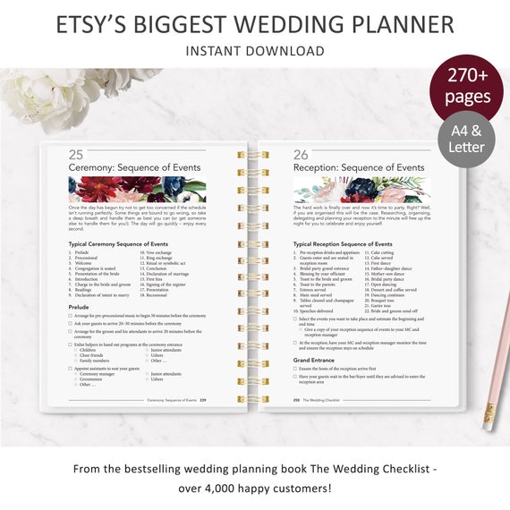 Printable Wedding Checklist Printable Diy Wedding Planner Etsy