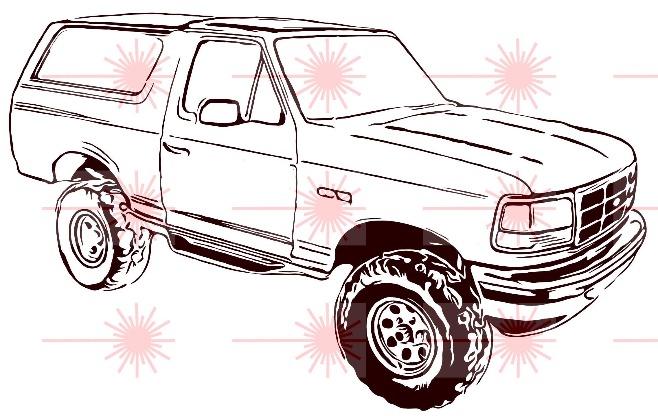 1995 Ford Bronco Truck Clipart Vector Clip Art Graphics Dxf Svg Eps Ai