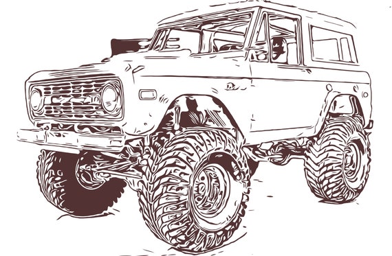 1975 Ford Bronco Dxf Svg Eps Vector Files For Engraving Etsy