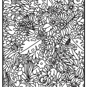Afdrukbare kleurplaat | Bladeren, natuur, bomen, kleur, bloemen, leuk