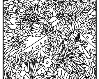 Printable coloring page | leaves, nature, trees, color, flowers, fun