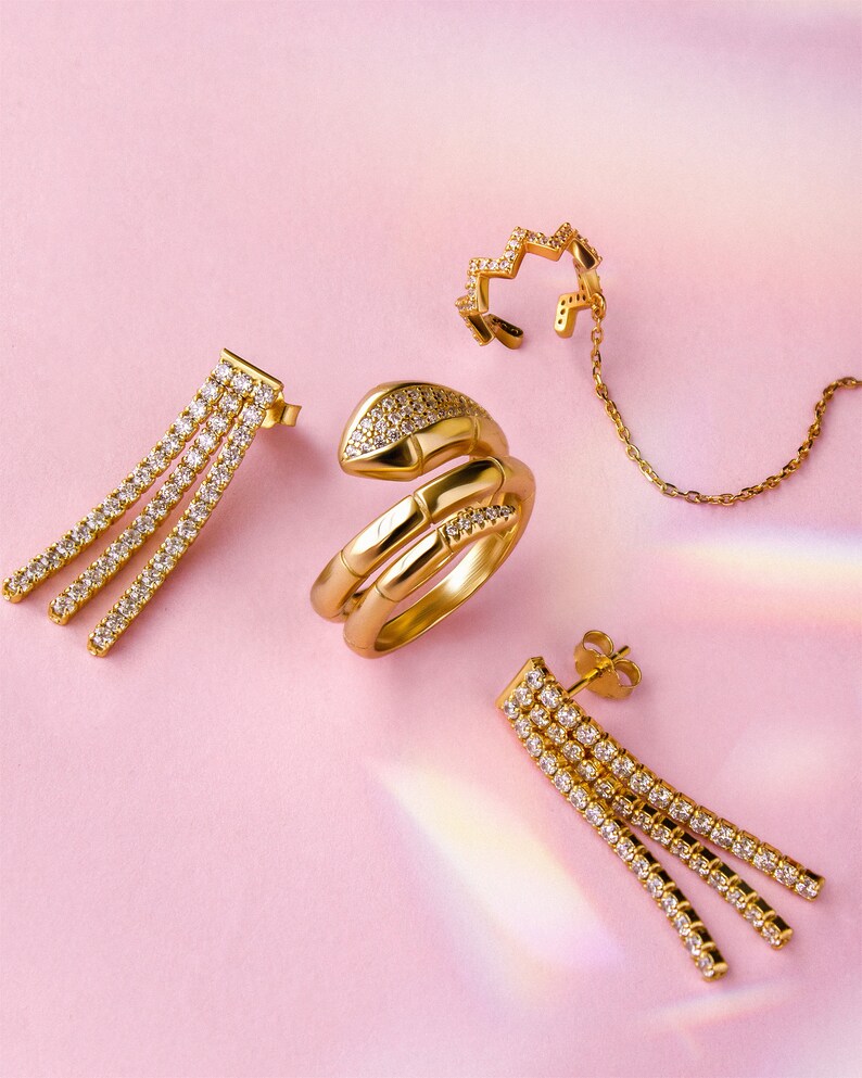 Snake Statement Ring Gold Serpent Ring Snake Cz Ring Wrap Ring Ouroboros Snake Ring Pyhton Ring Dainty Gold Snake Ring Snake Ring