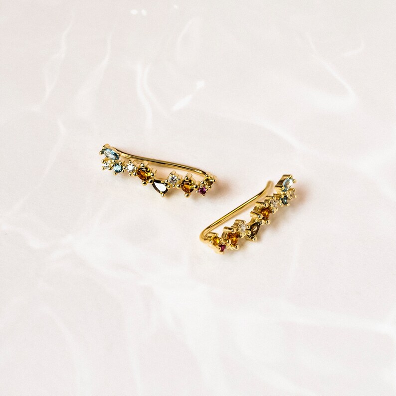 18Kt Gold Plated Cz Stylish Ear Climber With Tassel Earring