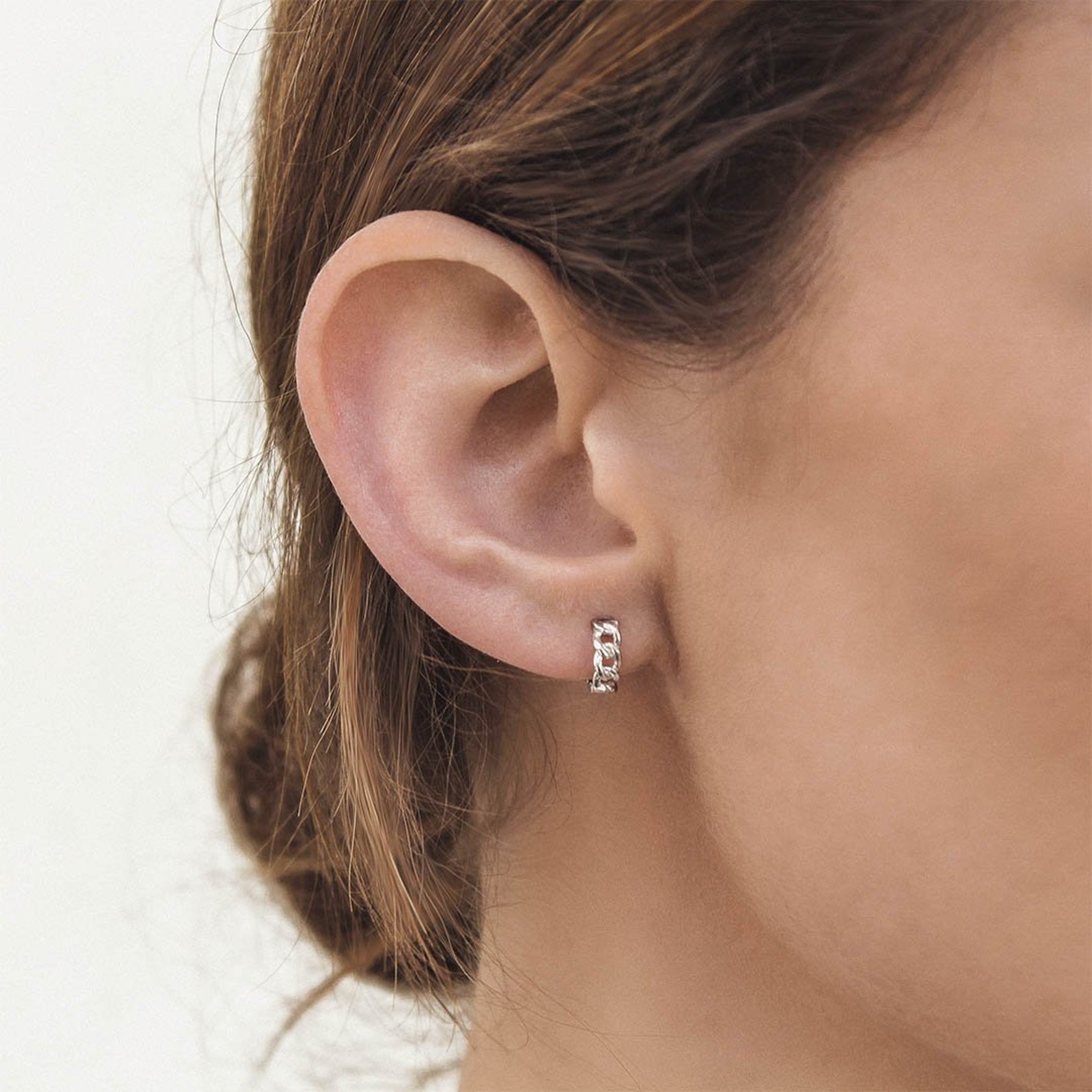 Chain Link Huggie Earrings Chain Huggie Hoop Gold Chain Etsy