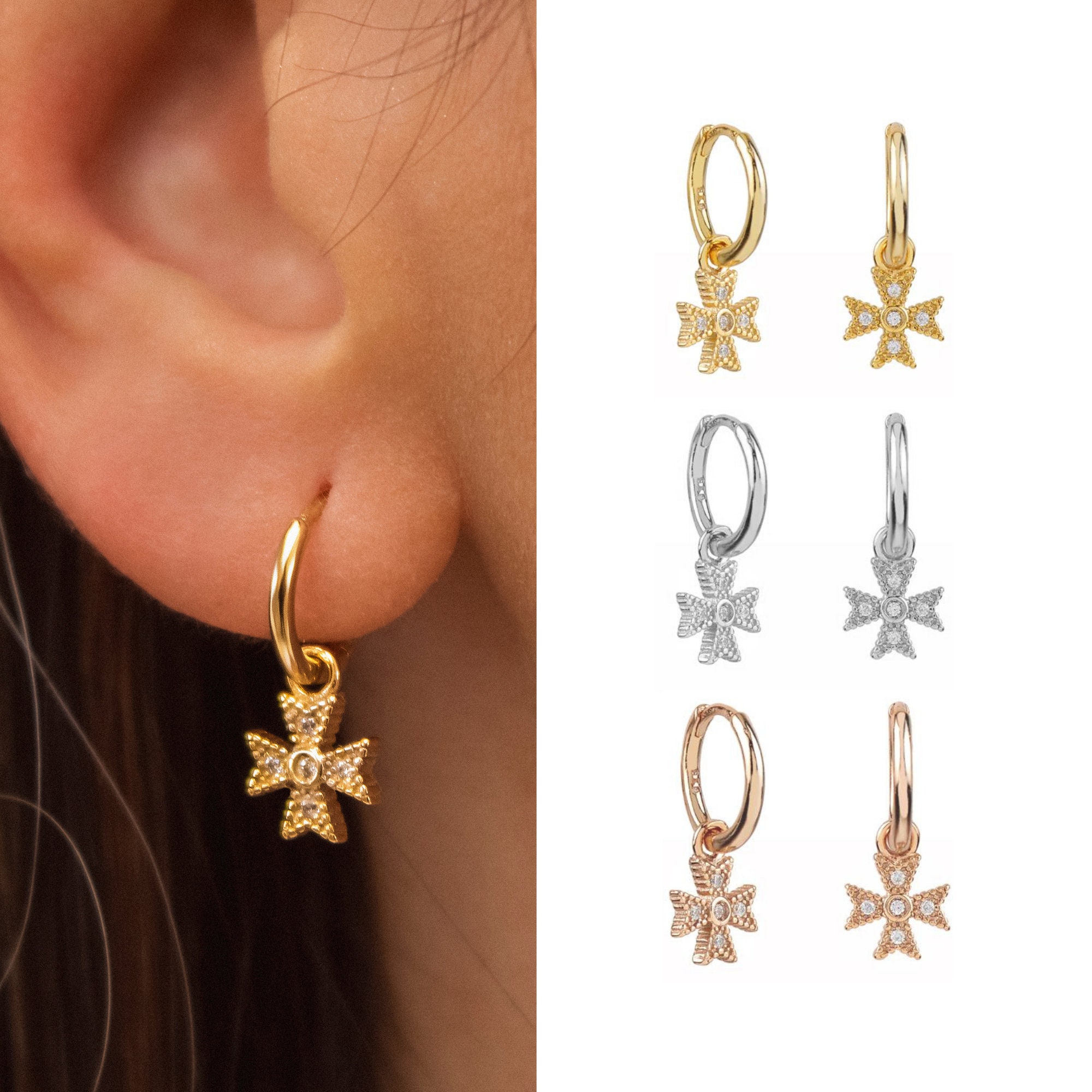 Maltese cross earrings deals