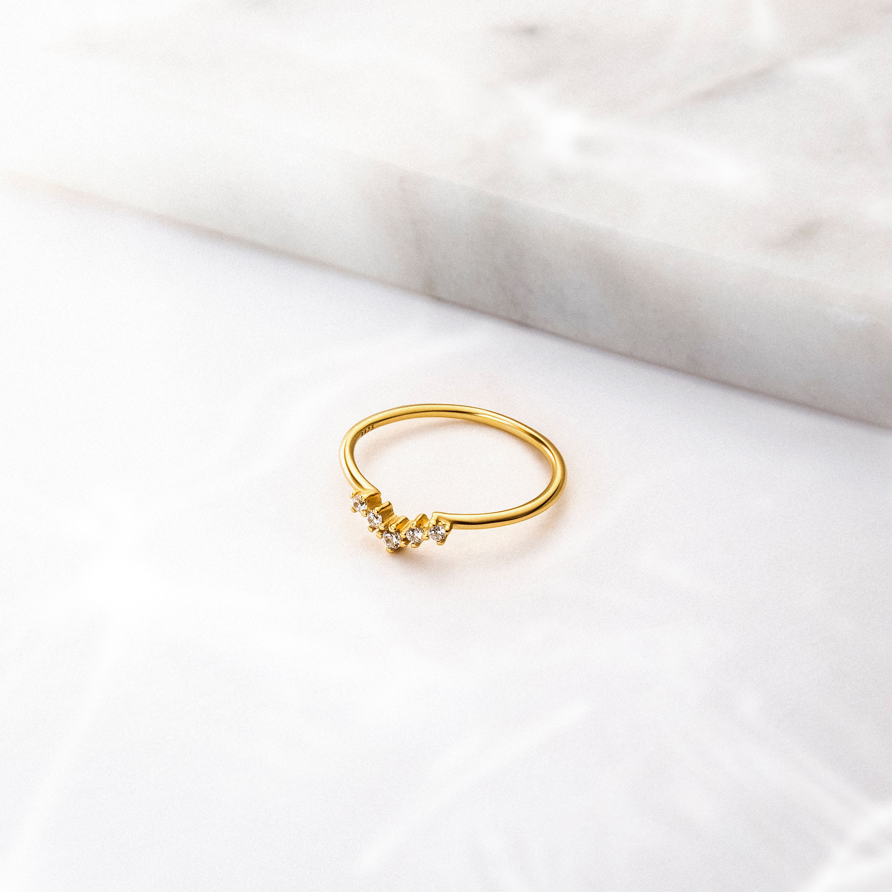 Chevron Ring Dainty Cz Ring Cz Gold Ring Minimal Ring | Etsy