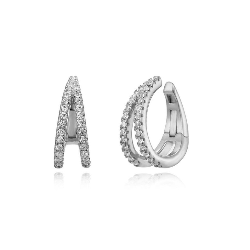 Double Band Cz Conch Ear Cuff Earrings Ear Cuff Wrap Etsy