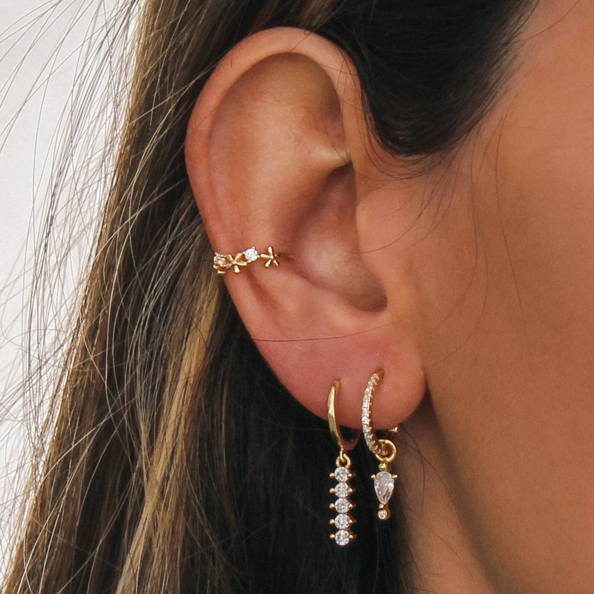 Conch Cz Ear Cuff Dainty CZ Ear Cuff Flower Cz Ear Cuff Non Etsy