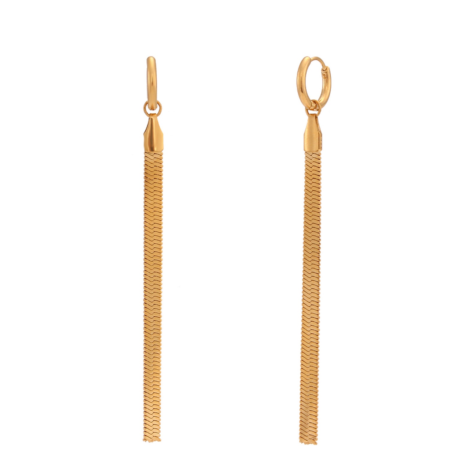 Herringbone Earrings Gold Long Tassel Drop Earrings Long Etsy