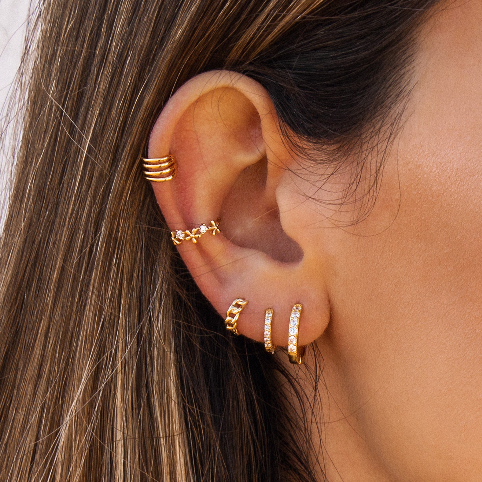 Conch Cz Ear Cuff Dainty CZ Ear Cuff Flower Cz Ear Cuff Non Etsy