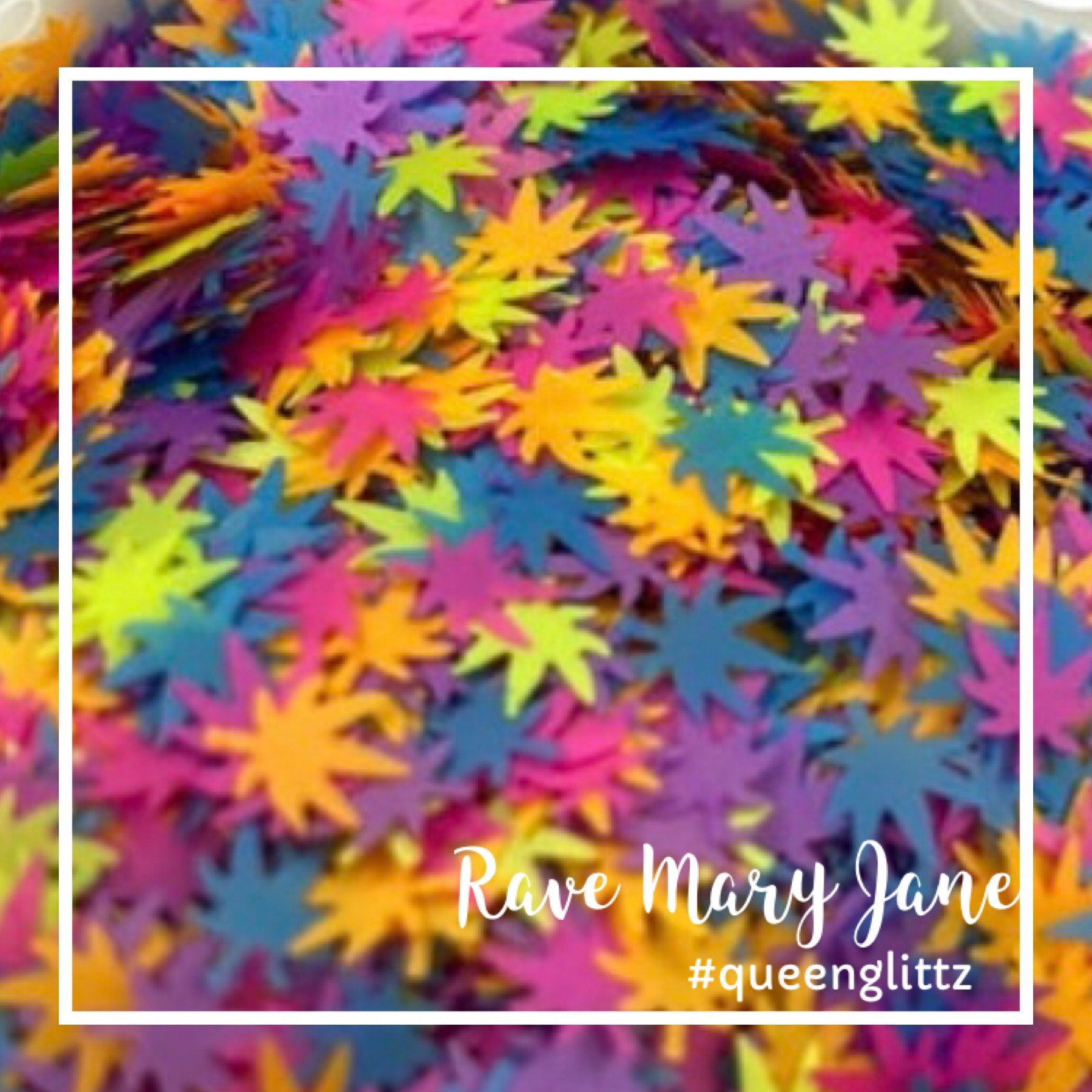Mary Jane Rainbow Leaves Glitter Shape Hemp Leaf Glitter Weed Leaf Gl…