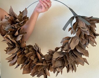 Christmas wreath, dried flower wreath, dried king protea leaves wreath, leaf wreath, Christmas home decor