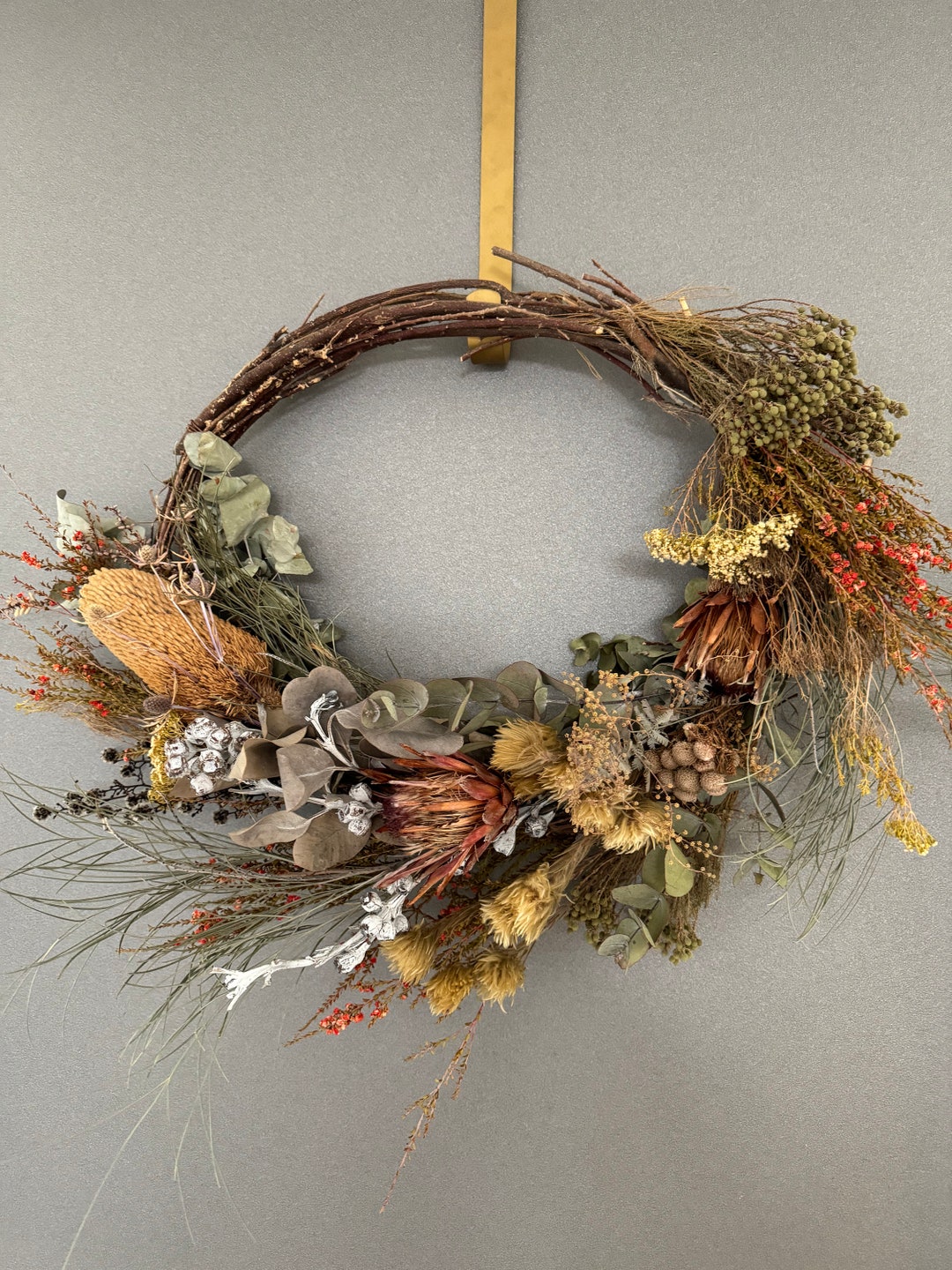 Christmas Wreath Dried Flower Wreath Native Flower Wreath Etsy Australia