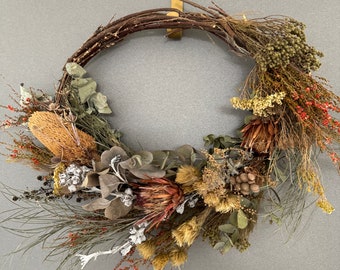Christmas wreath, dried flower wreath, native flower wreath, dried native flower wreath, native flowers