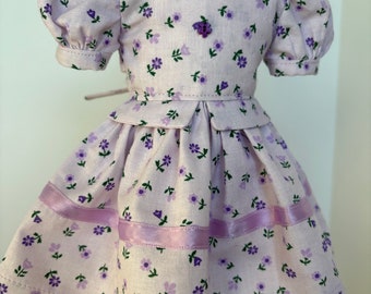 14.5 inch Floral Purple print dress with peplum!  Fits 14 inch and 14.5 inch dolls!