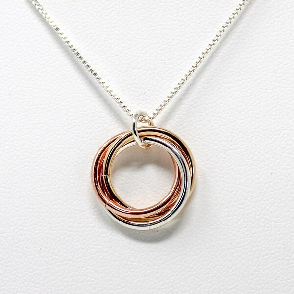 Love Knot Mobius Pendant Necklace - Infinite Love Chainmaille Pendant - Sterling Silver 14kt Gold 14kt Rose Gold Anniversary Necklace