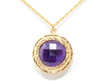 Amethyst Pendant Necklace - Amethyst Necklace - 14kt Gold Pendant - Gold Amethyst Pendant - Purple Jewelry - Gemstone Jewelry