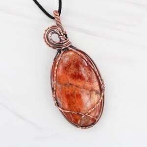 Sunstone Copper Wirewrapped Pendant Huge Sunstone Boho Crystal Wirewrapped Pendant Copper Wirewrapped Pendant 7th Anniversary Gift image 1