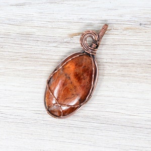 Sunstone Copper Wirewrapped Pendant Huge Sunstone Boho Crystal Wirewrapped Pendant Copper Wirewrapped Pendant 7th Anniversary Gift image 3