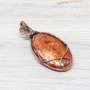 Sunstone Copper Wirewrapped Pendant Huge Sunstone Boho Crystal Wirewrapped Pendant Copper Wirewrapped Pendant 7th Anniversary Gift image 4