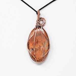 Sunstone Copper Wirewrapped Pendant Huge Sunstone Boho Crystal Wirewrapped Pendant Copper Wirewrapped Pendant 7th Anniversary Gift image 6