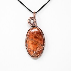 Sunstone Copper Wirewrapped Pendant Huge Sunstone Boho Crystal Wirewrapped Pendant Copper Wirewrapped Pendant 7th Anniversary Gift image 2