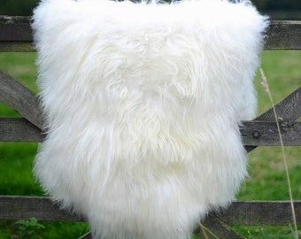 White Icelandic Sheepskin Rug: Long Fur Sofa Throw