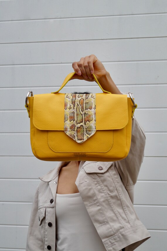 Leather Crossbody Purse Sustainable Bag Handmade Crossbody Bag Christmas Gift for Her Leather Handbag Yellow Bag Shoulder Bag Etsy Ireland